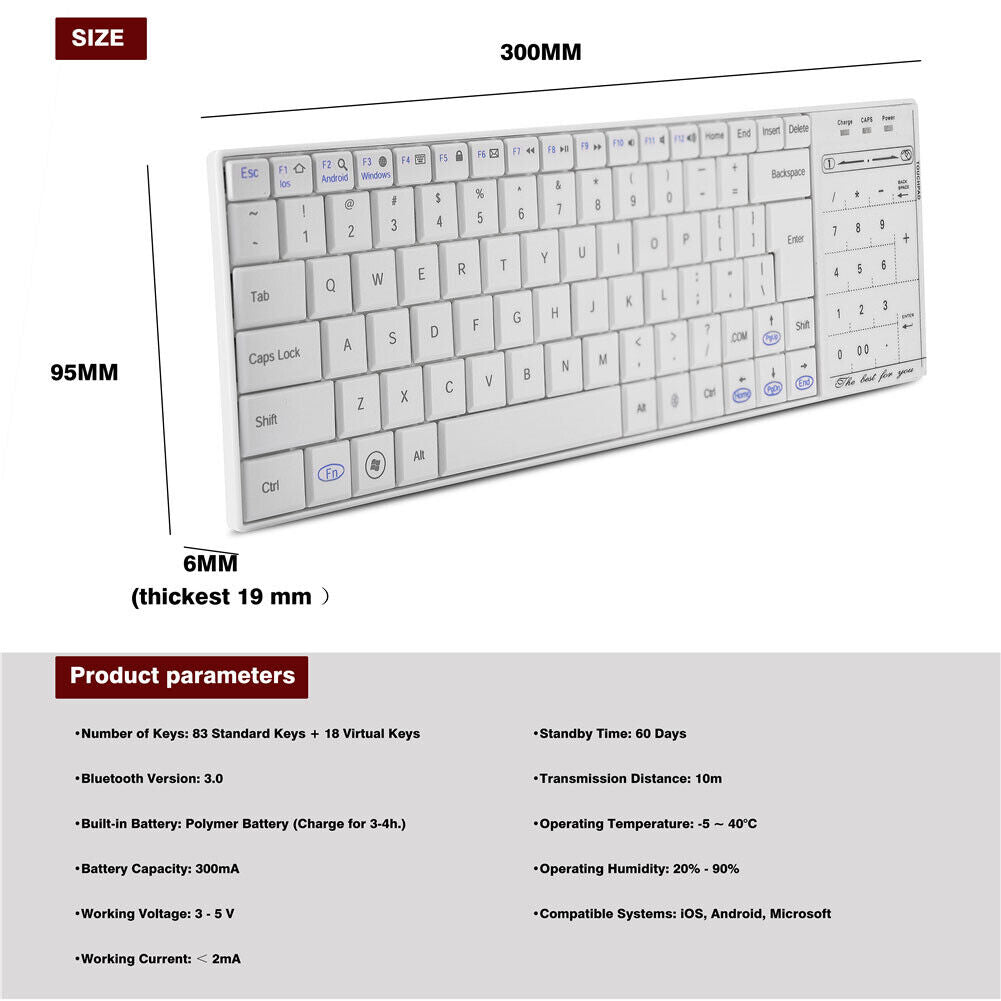 BT 3.0 Mini Wireless Keyboard with Touchpad Mouse for Windows iOS Android BT 3.0 Mini Wireless Keyboard with Touchpad Mouse for Windows iOS Android